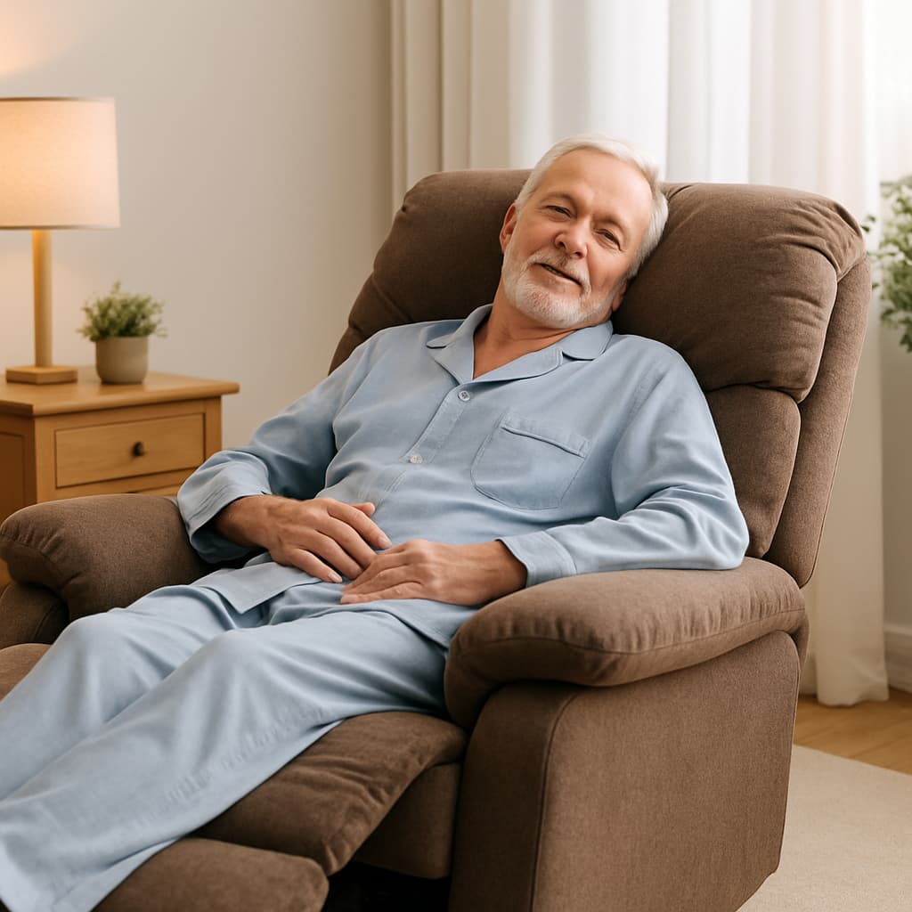 persona pronta a dormire su poltrona reclinabile